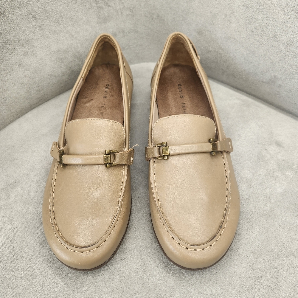 David Tate Loafers 10WW Wide Taupe Grey Leather Castle Comfort Preppy New $110